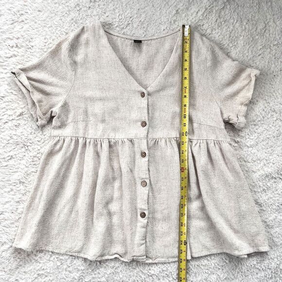Shein Maternity Button Front Peplum Blouse Size XL Linen Blend - Picture 9 of 12